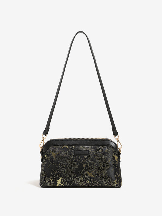Opulent Crane Pattern Vegan Eco-Leather Clutch Bag