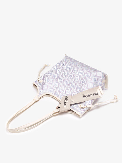 Elegant Oriental Embroidery Vegan Eco-Leather Tote Clutch Bag with Charm