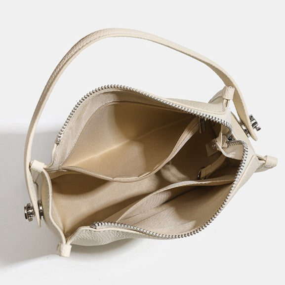 Clean-lined Pebbled Genuine Leather Crossbody Clutch Bag