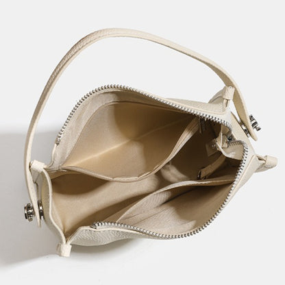 Clean-lined Pebbled Genuine Leather Crossbody Clutch Bag