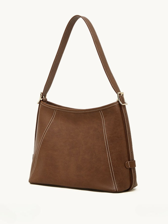 Artisan Stitched Genuine Leather Bag - Vintage Western Shoulder Tote with Tassel