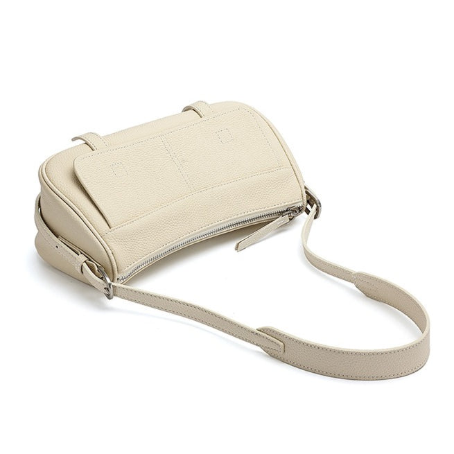 Mellow Pebbled Genuine Leather Flap Baguette Clutch Bag