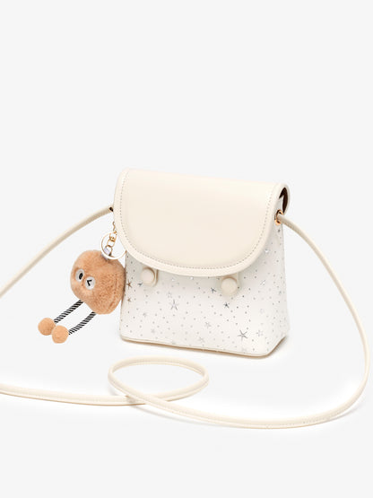 Radiant Celestial Pattern Flap Vegan Eco-Leather Mini Clutch Bag