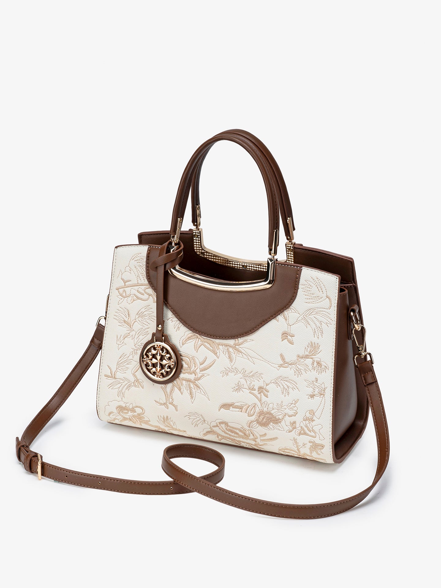 Retro Floral Contrast Vegan Eco-Leather Clutch Bag