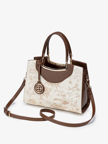Retro Floral Contrast Vegan Eco-Leather Clutch Bag