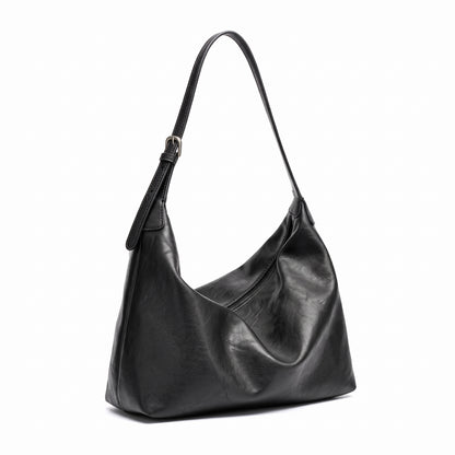 Supple Slouchy Genuine Leather Crescent Hobo Clutch Bag