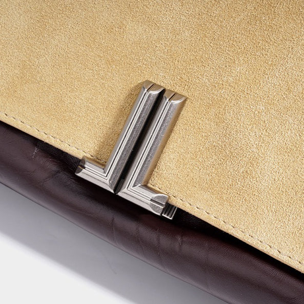 Elegant Genuine Leather Flap Messenger Clutch Bag