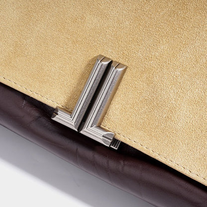 Elegant Genuine Leather Flap Messenger Clutch Bag