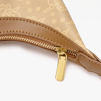 Borsa hobo vintage raffinata con motivo a nuvole in ecopelle vegana