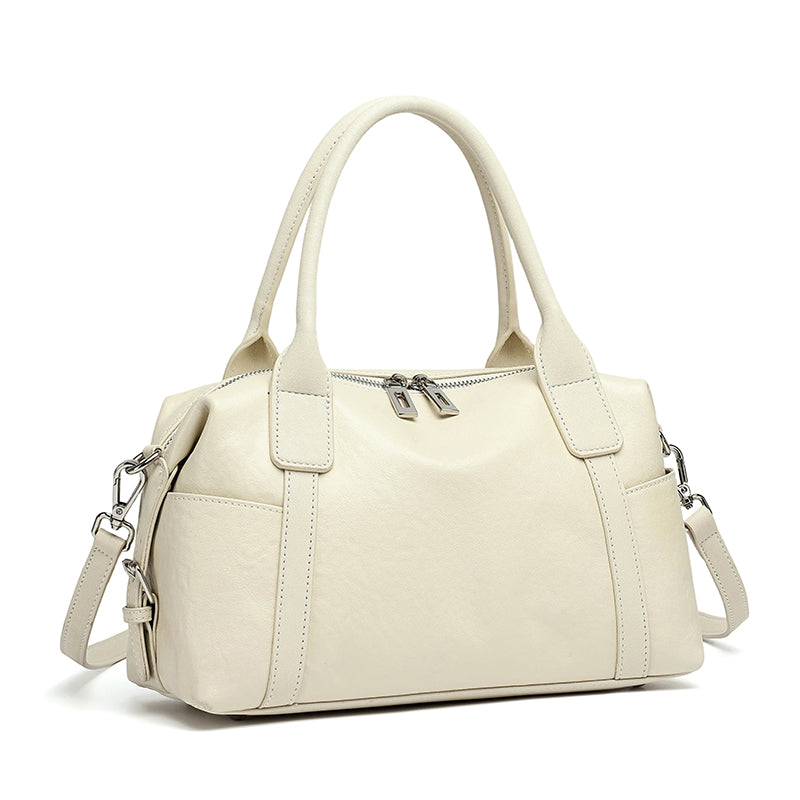 Effortless Genuine Leather Commuter Boston Clutch Bag