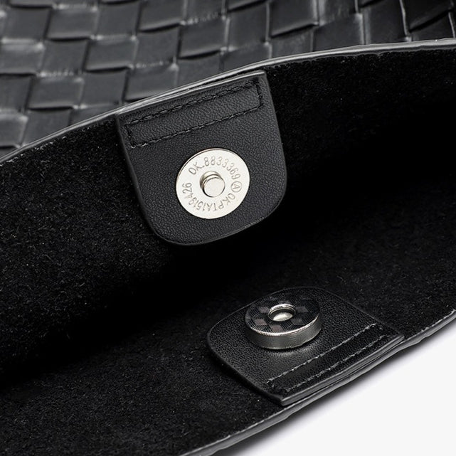 Minimalist Woven Genuine Leather Spacious Tote Clutch Bag