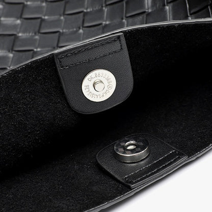Minimalist Woven Genuine Leather Spacious Tote Clutch Bag