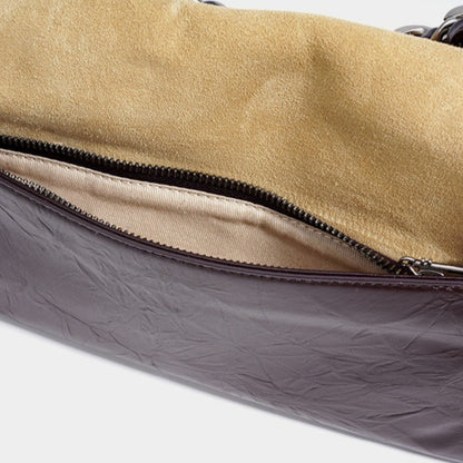 Elegant Genuine Leather Flap Messenger Clutch Bag