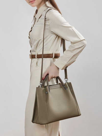 Women's Executive Trapezoid Genuine Leather Tote Bag