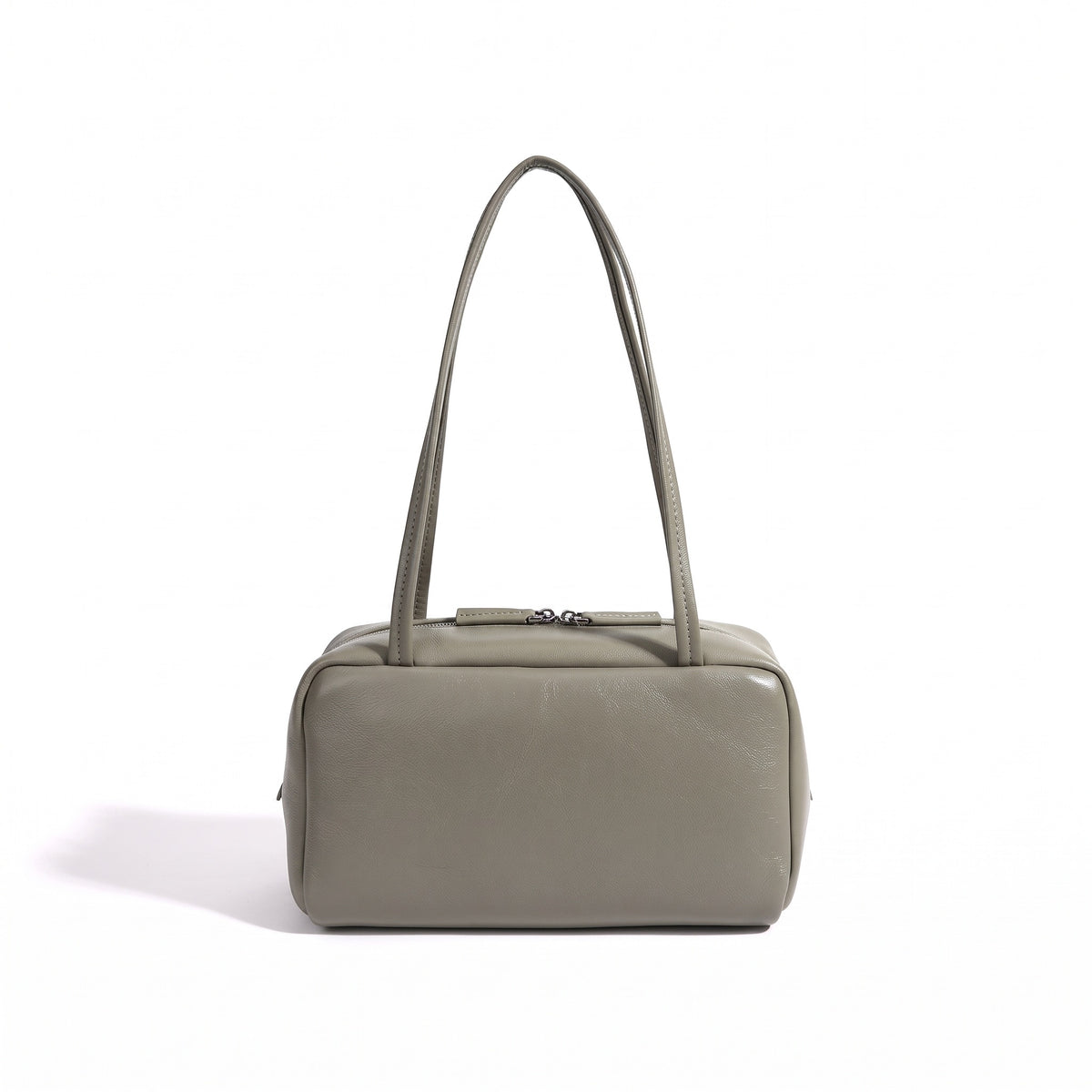 Bolso de mano tipo clutch minimalista de piel de oveja genuina con forma de bolera