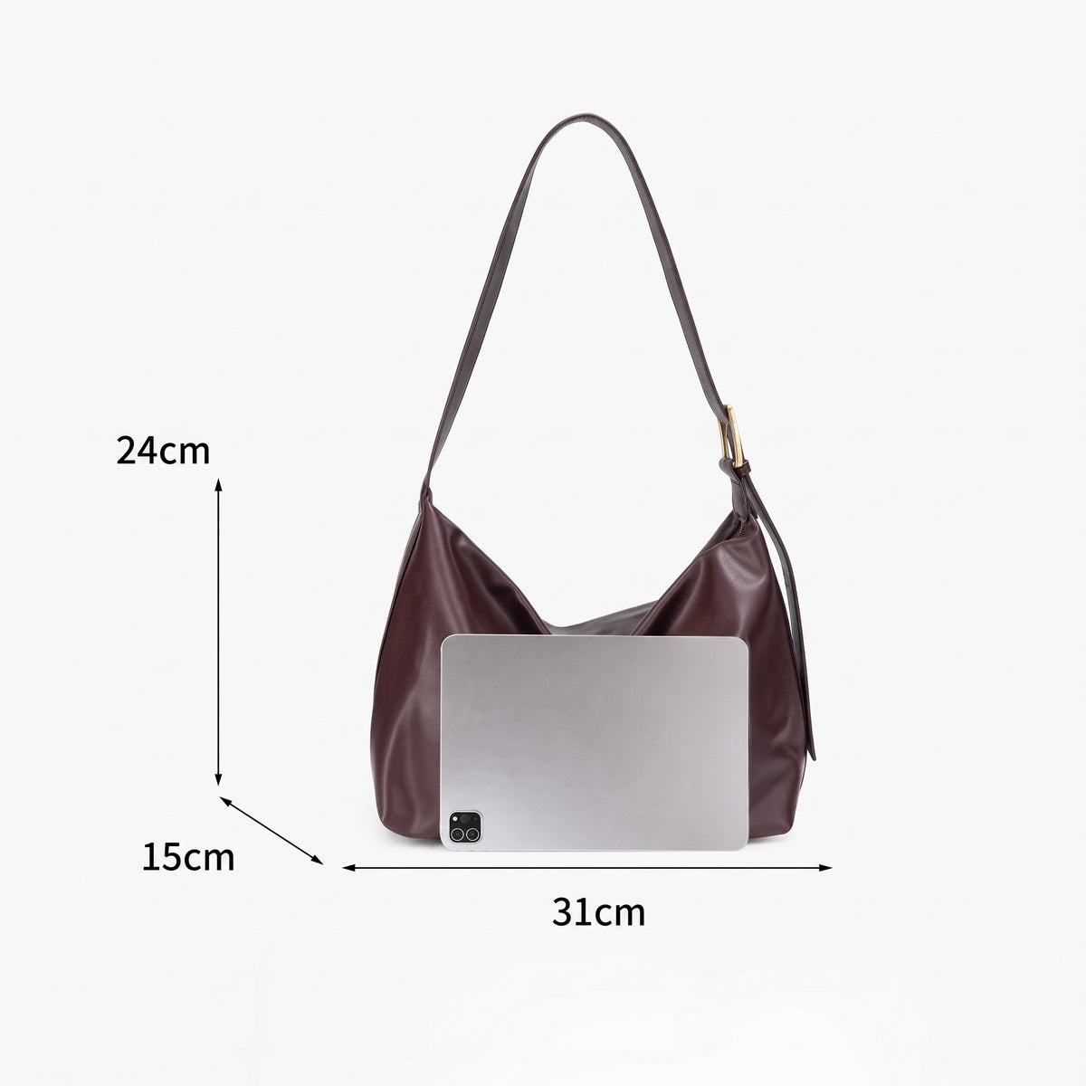 Bolso hobo clásico moderno de gran capacidad de cuero ecológico vegano