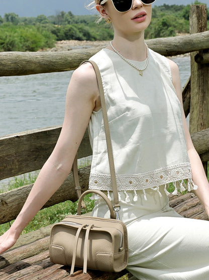Chic Genuine Leather Boston Clutch Bag