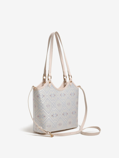 Intricate Butterfly Brocade Vegan Eco-Leather Tote Clutch Bag