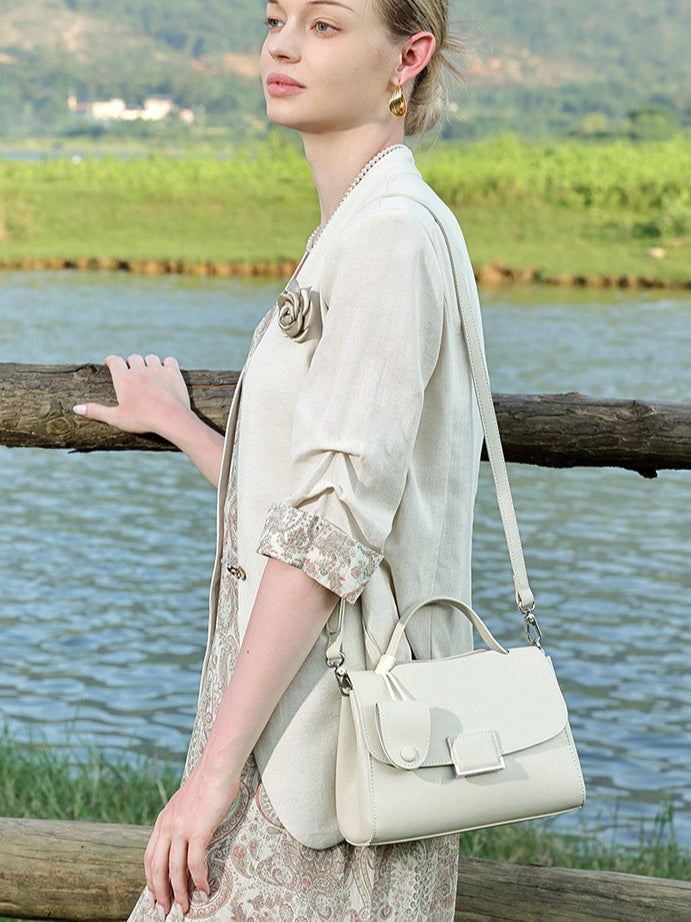 Chic Genuine Leather Square Flap Clutch Bag