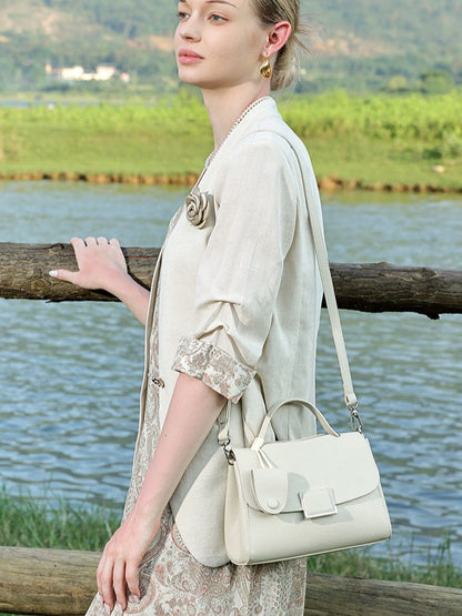 Chic Genuine Leather Square Flap Clutch Bag