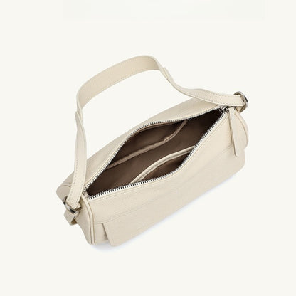 Mellow Pebbled Genuine Leather Flap Baguette Clutch Bag