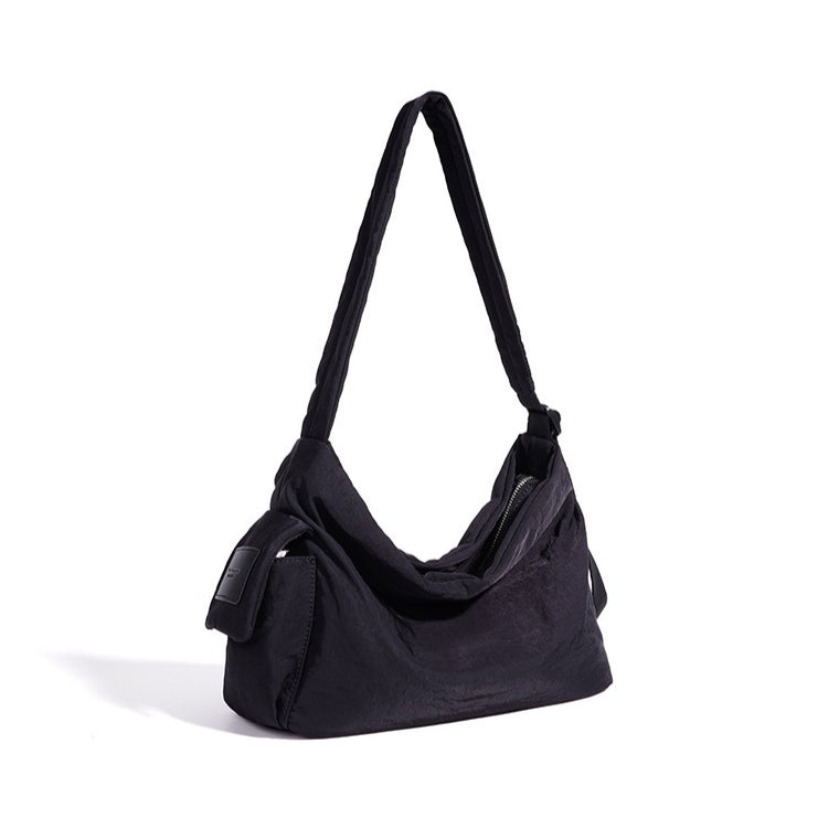 Minimalist Slouchy Nylon Shoulder Clutch Bag