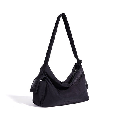 Minimalist Slouchy Nylon Shoulder Clutch Bag