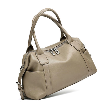 Effortless Genuine Leather Commuter Boston Clutch Bag
