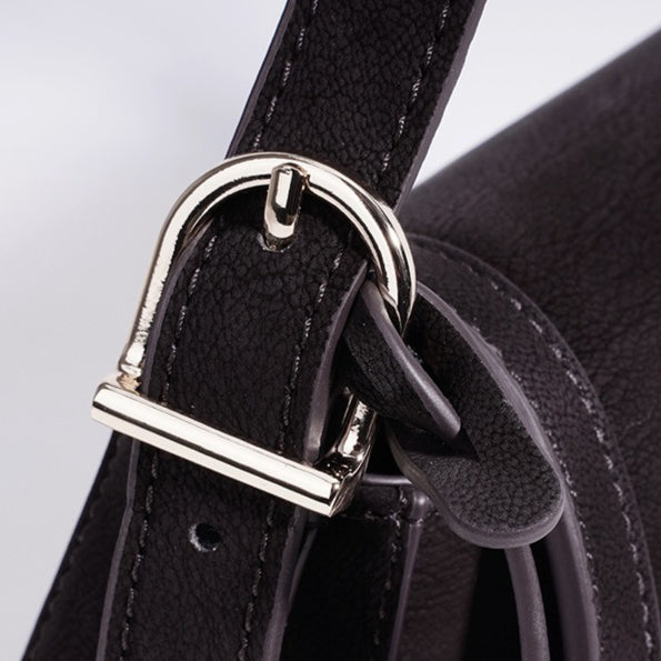 Refined Genuine Leather Shoulder Clutch Bag with Key Charm