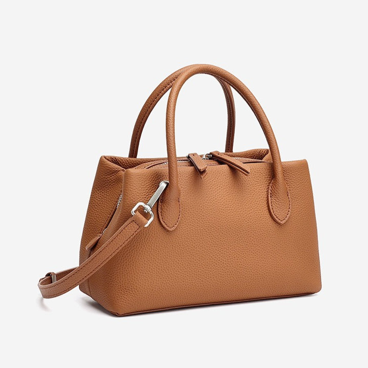 Antique Pebbled Genuine Leather Mini Tote Clutch Bag