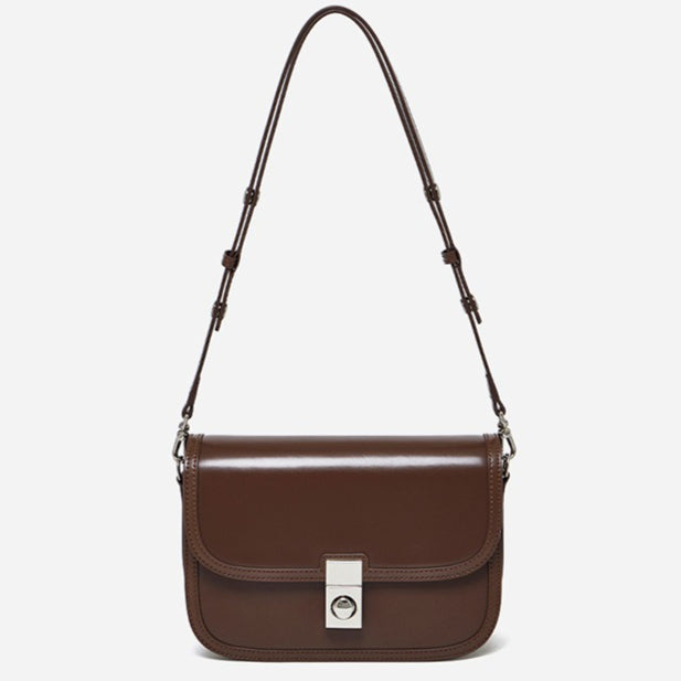 Vintage Sleek Plain Cowhide Genuine Leather Shoulder Messenger Bag