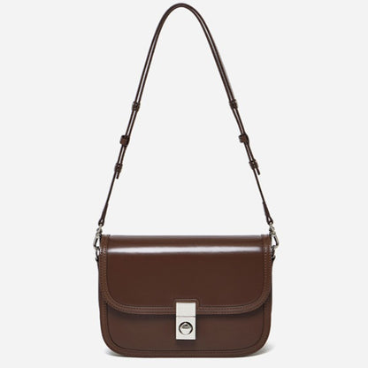Vintage Sleek Plain Cowhide Genuine Leather Shoulder Messenger Bag