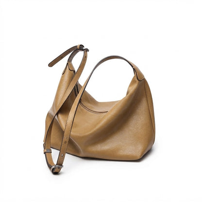 Supple Slouchy Genuine Leather Crescent Hobo Clutch Bag