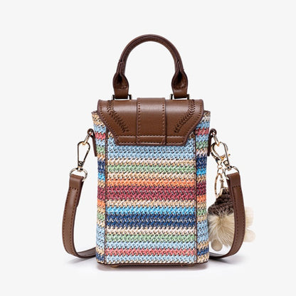 Artisan Multicolored Woven Vegan Eco-leather Mini Clutch Phone Bag