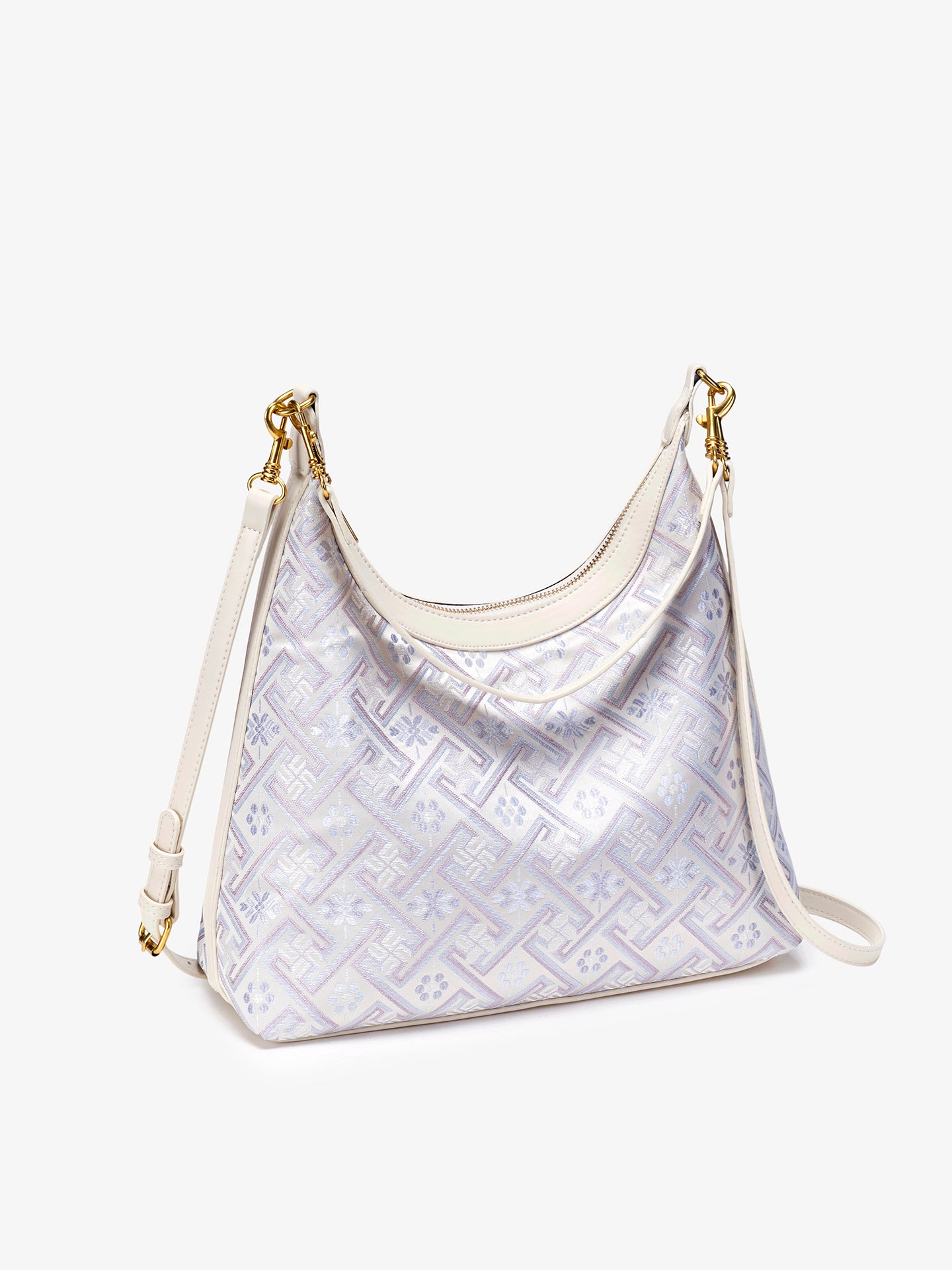 Elegant Brocade Pattern Vegan Eco-Leather Hobo Shoulder Bag