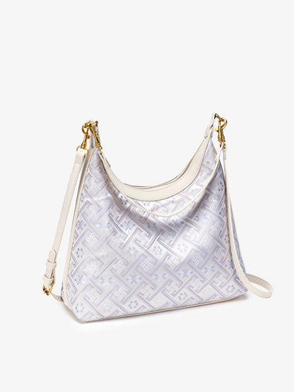 Elegant Brocade Pattern Vegan Eco-Leather Hobo Shoulder Bag
