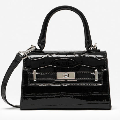 Minimalist Crocodile Pattern Handheld Genuine Leather Crossbody Bag
