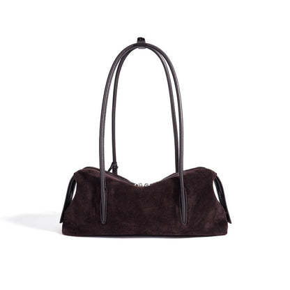 Chic Matte Genuine Leather Baguette Clutch Bag