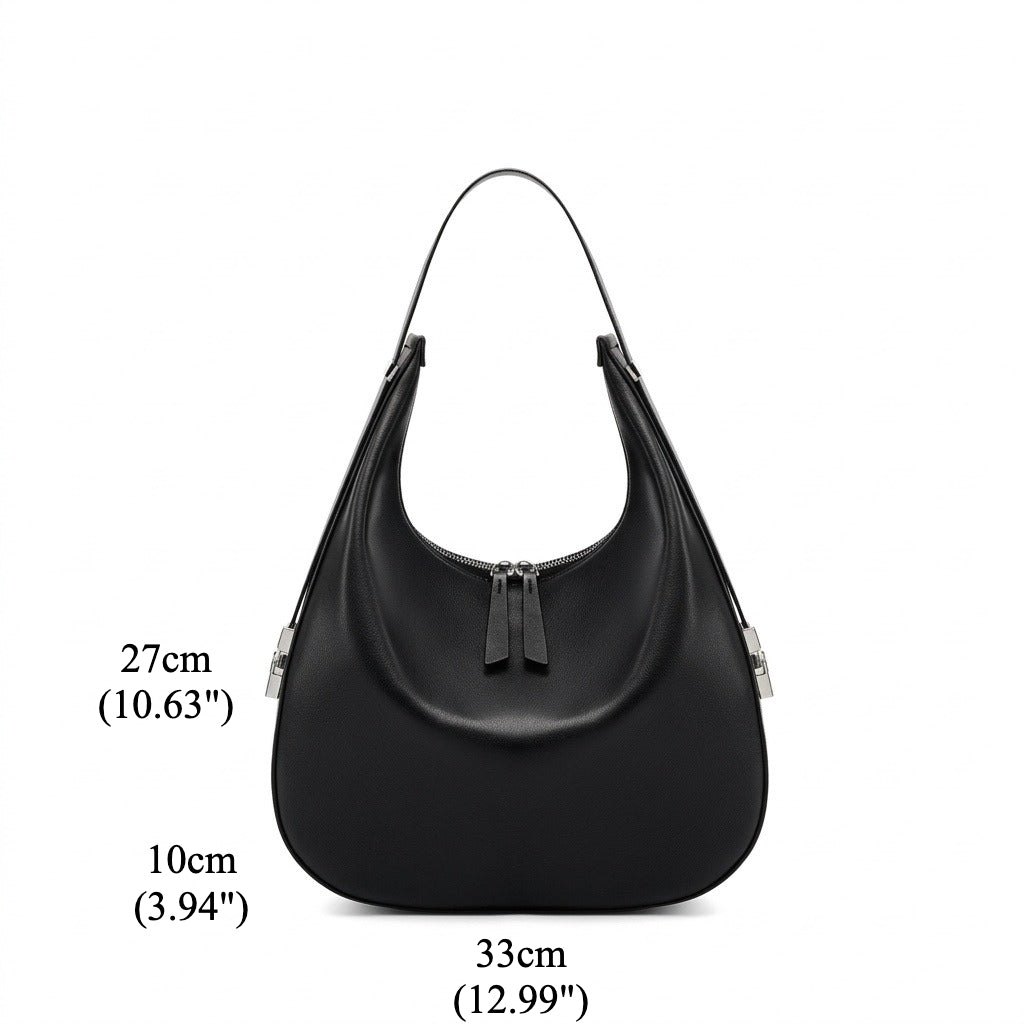 Borsa a tracolla a mezzaluna minimalista in vera pelle