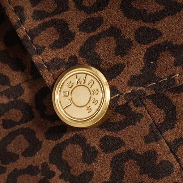 Retro Suede Genuine Leather Leopard Envelope Clutch Bag