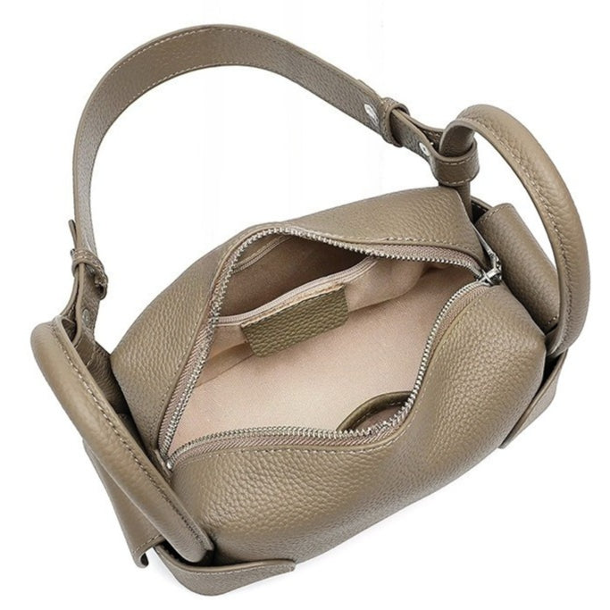 Architectural Pebbled Genuine Leather Boston Clutch Bag