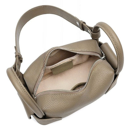 Architectural Pebbled Genuine Leather Boston Clutch Bag