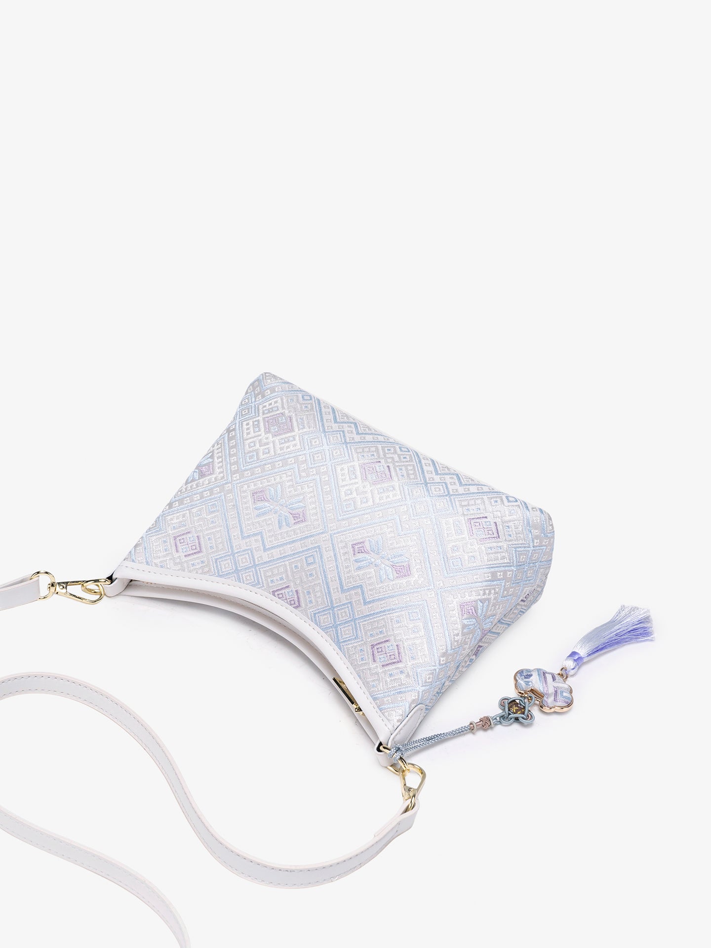 Graceful Geometric Vegan Eco-Leather Clutch Bag with Tassel Charm