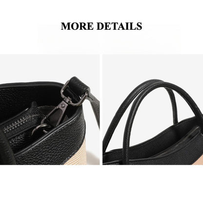 Classic Plaid Vegan Eco-Leather Tote Clutch Bag