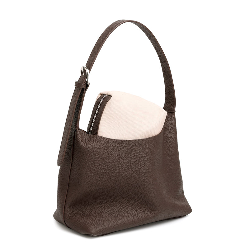 Borsa hobo a secchiello versatile in vera pelle con tracolla regolabile