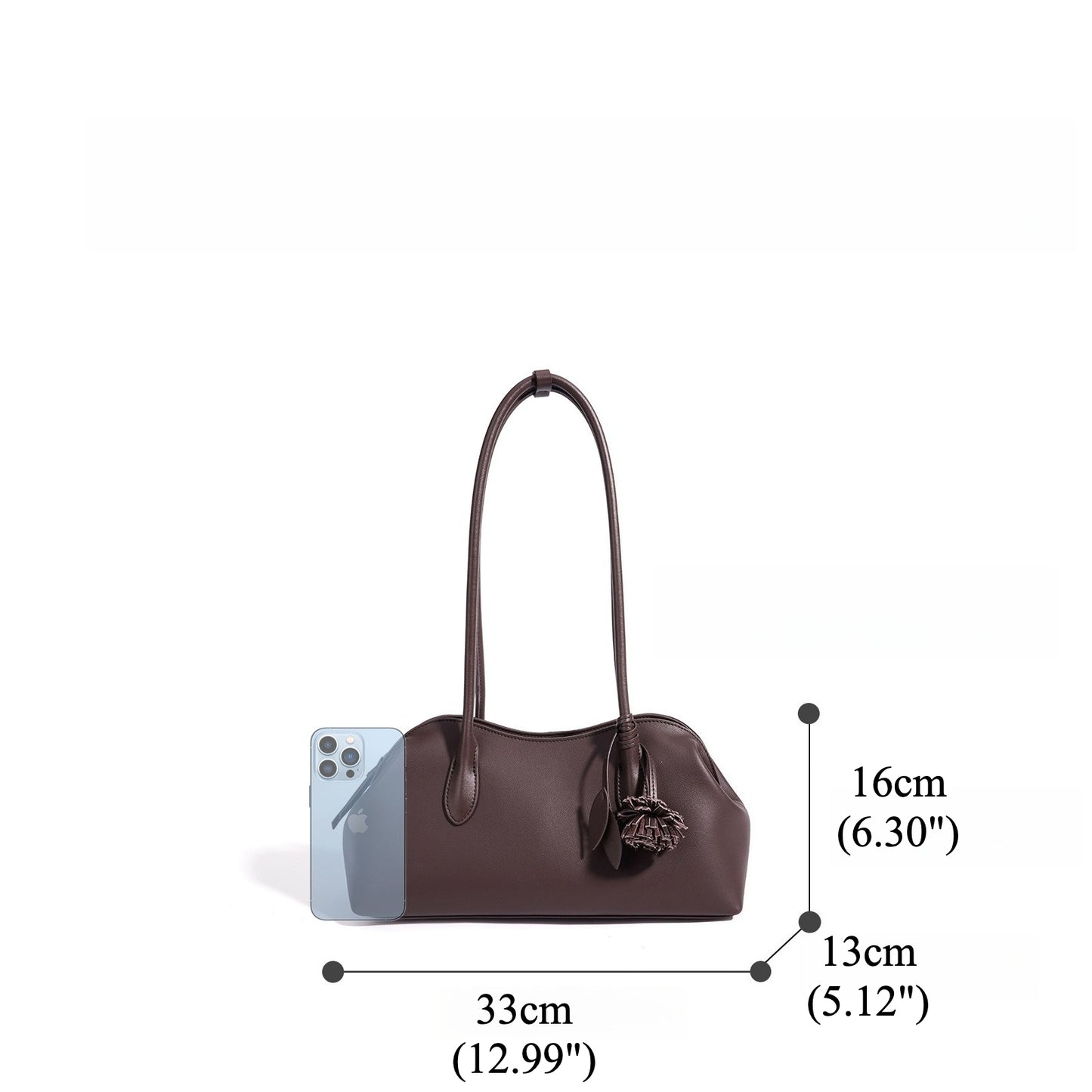 Minimalist Supple Genuine Leather Curved Clutch Bag with Playful Charm