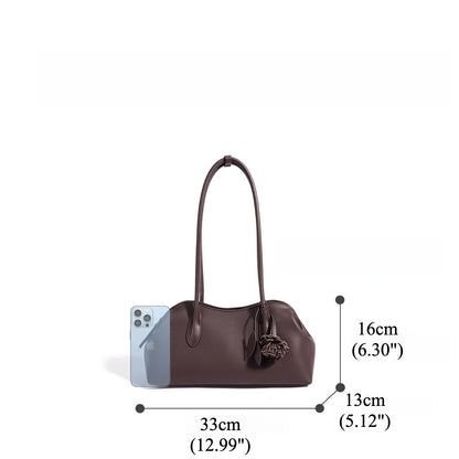 Minimalist Supple Genuine Leather Curved Clutch Bag with Playful Charm