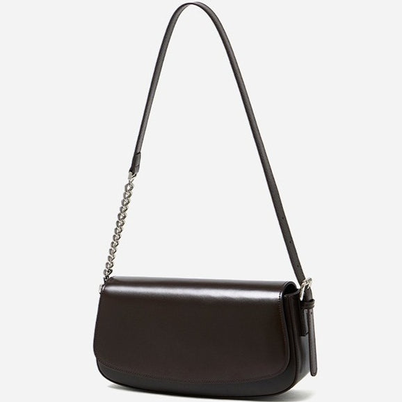 Minimalist Vintage Genuine Leather Baguette Saddle Bag
