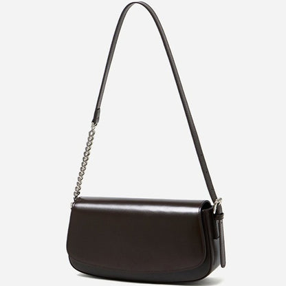 Minimalist Vintage Genuine Leather Baguette Saddle Bag