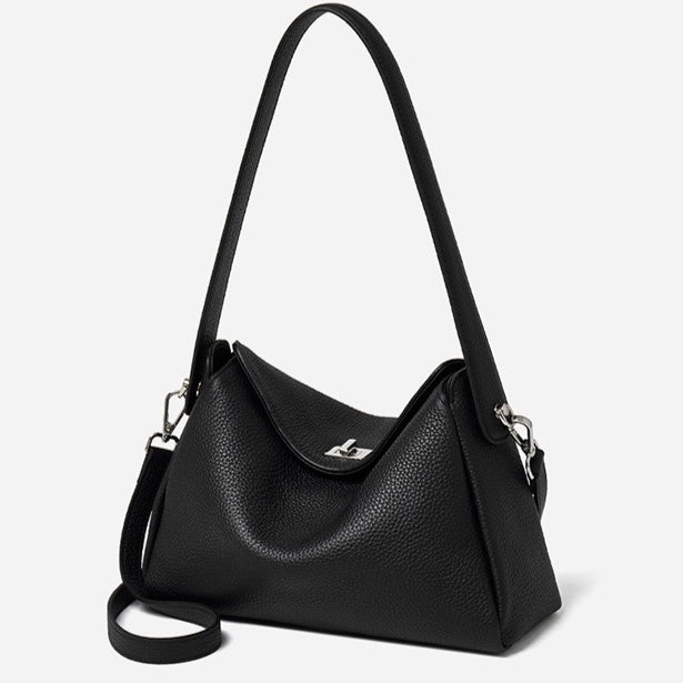 Nonchalant Lychee-Grain Genuine Leather Crossbody Hobo Bag